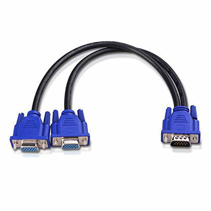 Picture of Cable Matters 12 Inch VGA Splitter Cable (VGA Y Cable) for Screen Duplication - Does NOT Show Separate Displays (No Screen Extension)