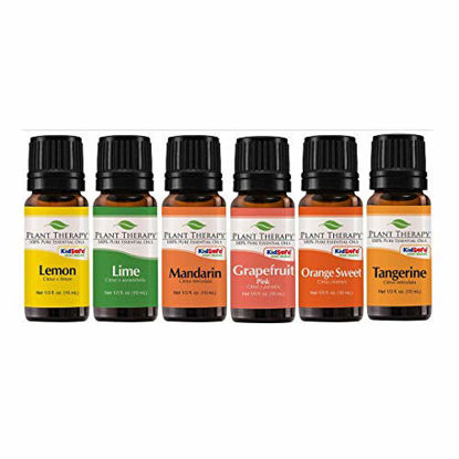 Picture of Plant Therapy Essential Oils Fruits Set - Grapefruit, Tangerine, Lemon, Mandarin, Lime, Orange Sweet 100% Pure, Undiluted, Natural Aromatherapy, Therapeutic Grade 10 mL (1/3 oz)
