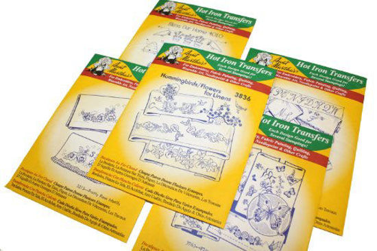 Picture of Aunt Martha's Iron On Transfer Patterns for Stitching, Embroidery or Fabric Painting, Patterns for Linens, Set of 5