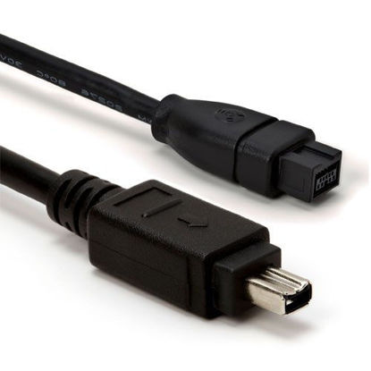 Picture of Black IEEE 1394 Firewire 800 to Firewire 400 Cable, 9 Pin/4 Pin Male/Male - 15 FT