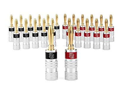 Picture of Sewell Silverback Banana Plugs, 24k Gold Dual Screw Lock Speaker Connector, 12 Pairs