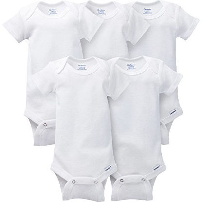 Picture of Gerber Baby 5-Pack Solid Onesies Bodysuits, White, 0-3 Months