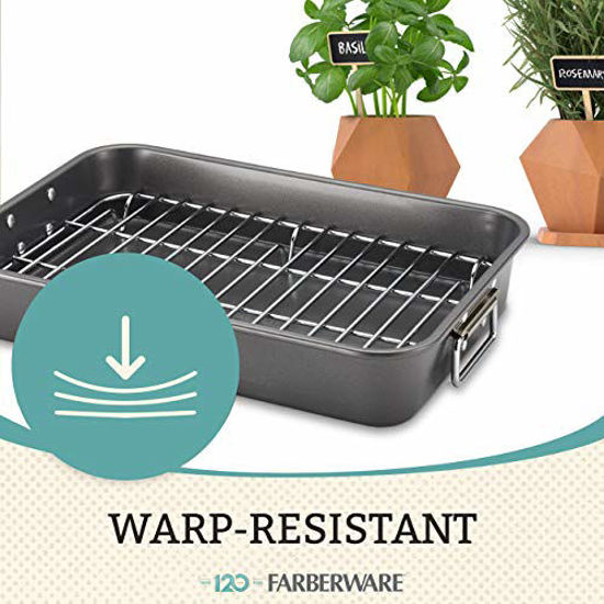 GetUSCart- Farberware Bakeware Nonstick Steel Roaster with Flat Rack ...