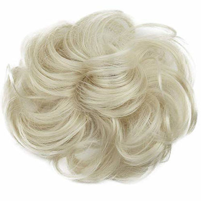 Picture of PRETTYSHOP Scrunchy Bun Up Do Hair piece Hair Ribbon Ponytail Extensions Wavy Messy platinum blonde # 613 G16A
