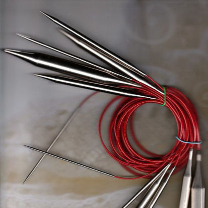Picture of ChiaoGoo Stainless Steel Red Lace Circular Knitting Needles: US Size 8, 60-Inch (Metric: 5mm, 152cm)