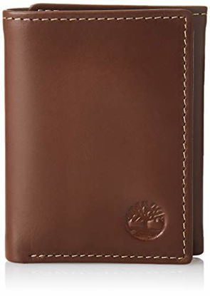 Picture of Timberland Mens Leather Trifold Wallet With ID Window, Brown (Hunter), One Size
