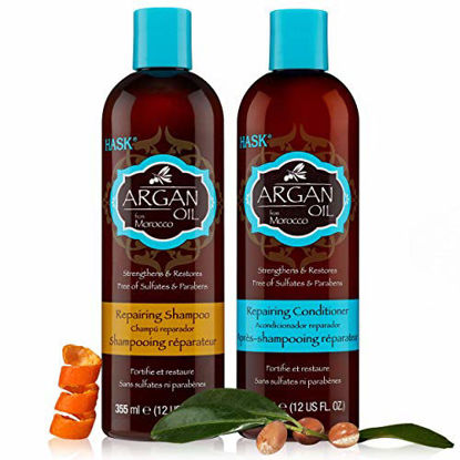 Picture of HASK ARGAN OIL Shampoo and Conditioner Set Repairing for All Hair Types, Color Safe, Gluten-Free, Sulfate-Free, Paraben-Free - 1 Shampoo and 1 Conditioner