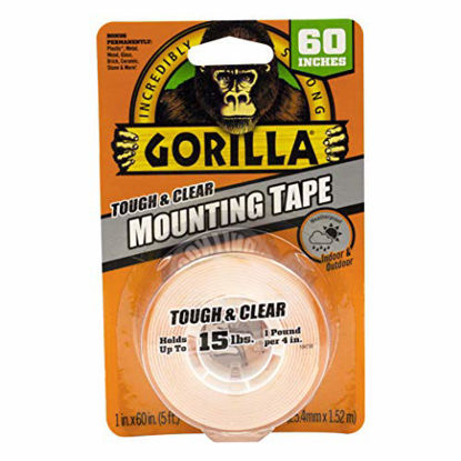 Picture of Gorilla Tough & Clear Double Sided Mounting Tape, 1" x 60", Clear, (Pack of 1)