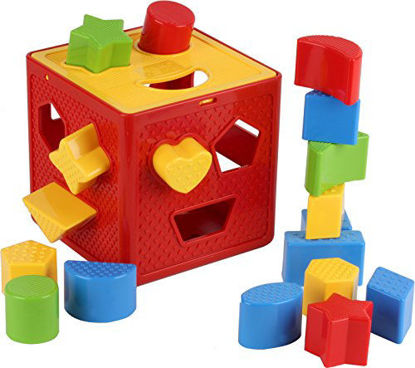 Picture of Baby Blocks Shape Sorter Toy - Childrens Blocks Includes 18 Shapes - Color Recognition Shape Toys With Colorful Sorter Cube Box - My First Baby Toys - Toys Gift For Boys & Girls - Original - By Play22