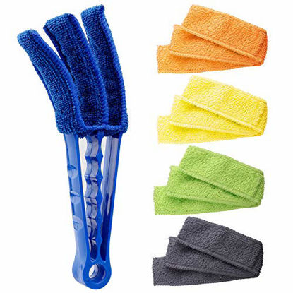 Picture of HIWARE Window Blind Cleaner Duster Brush with 5 Microfiber Sleeves - Blind Cleaner Tools for Window Shutters Blind Air Conditioner Jalousie Dust