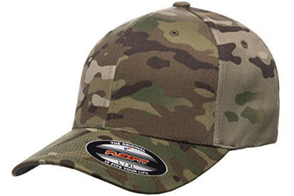 Picture of Flexfit Multicam Camo 6 Panel Baseball Cap Officially Licensed Multi-Cam Pattern (Large/X-Large, Multicam)