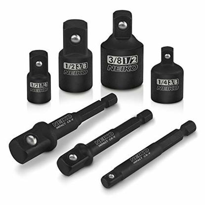 Picture of Neiko 00298A Impact Extension & Socket Adapter, 7Piece Set | 1/4" Hex Shank Drill Extension | CR-V Steel
