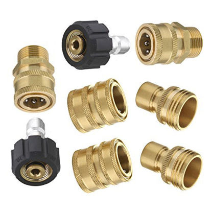 Picture of Mingle Ultimate Pressure Washer Adapter Set, Quick Disconnect Kit, M22 Swivel to 3/8 Inch Quick Connect, 3/4 Inch to Quick Release, 8-Pack
