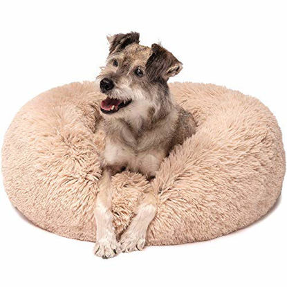 Picture of Friends Forever Coco Cat Bed, Faux Fur Dog Beds for Medium Small Dogs - Self Warming Indoor Round Pillow Cuddler, Medium, Tan