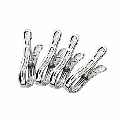 Picture of FOMMEN Metal ClothesPins,Clothes Pins 20 Pack 3.5 Inch Stainless Steel Pool Towel Clips,Chair Clips for Beach Towels,Let Your Clothes, Quilts, Blankets from Blow Away Or Decline