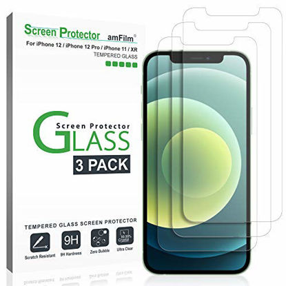 Picture of amFilm Screen Protector Glass for iPhone 11 / iPhone XR (6.1" display) (3 Pack) With Easy Installation Tray