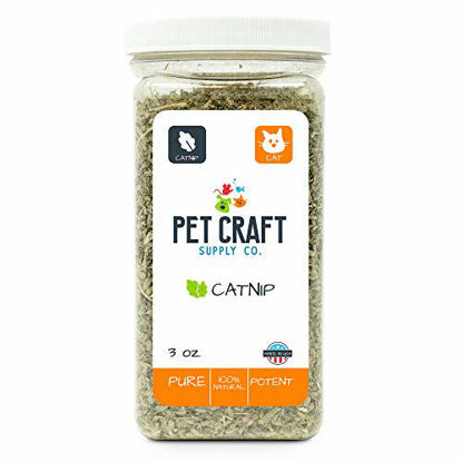 Picture of Pet Craft Supply Premium Maximum Potent All Natural Catnip for Cats USA Grown & Harvested Large 3Oz Resealable Canister Great for Training Redirecting Bad Behaviors