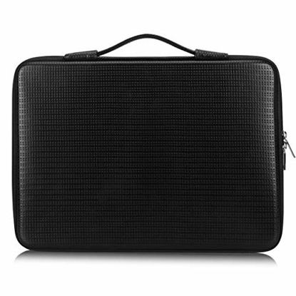 Picture of FYY 12"-13.3" [Waterproof Leather] [Solid Hard Shape] Laptop Sleeve Bag Case with Inner Tuck Net Fits All 12-13.3 Inches Laptops, Notebook, MacBook Air/Pro, Tablet, iPad Black