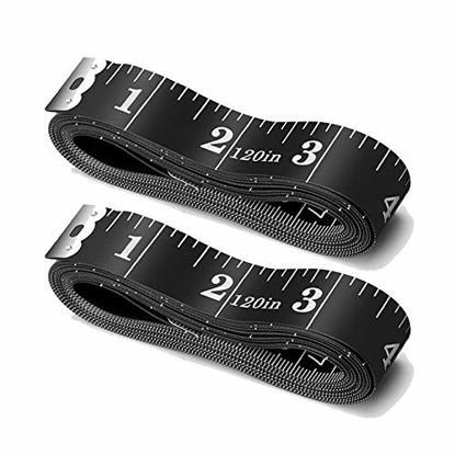Picture of BUSHIBU Sewing Tape Measure, 120 Inch Soft Measuring Tape Cloth for Body Measurements Sewing Height Weight Loss Clothes, Pack of 2, Black
