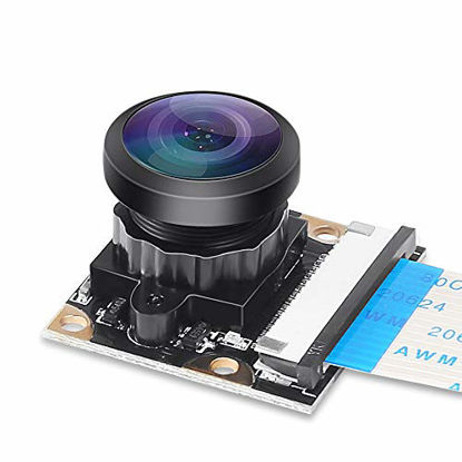 Picture of Dorhea for Raspberry Pi 4 B Camera Webcam 222 FoV Fisheye Wide Angle Degree 5 Megapixel 1080p OV5647 Camera Video Module for Raspberry Pi Model 3 A/B/B+, Pi 2 and Raspberry Pi 3,3 B+