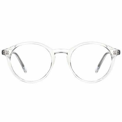 Picture of TIJN Blue Light Blocking Glasses Men Women Vintage Thick Round Rim Frame Eyeglasses