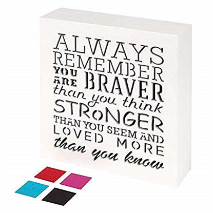 Picture of KAUZA Always Remember You are Braver Than You Think - Inspirational Gifts Positive Wall Plaque Pallet Saying Quotes for Birthday - Presents for Mom Sister Grandma 5.5 x 5.5 Inch