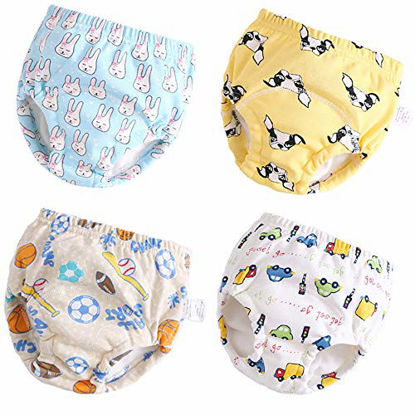 Picture of Toddler Potty Training Pants 4 Pack,Cotton Training Underwear Size 2T,3T,4T,Potty Underwear for Toddler Boys Blue S