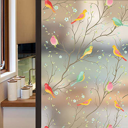 Picture of Coavas Privacy Window Film Opaque Non-Adhesive Frosted Bird Window Film Decorative Glass Film Static Cling Film Bird Window Stickers for GF-WF-90-2B Home Office 17.7In. by 78.7In. (45 x 200Cm)