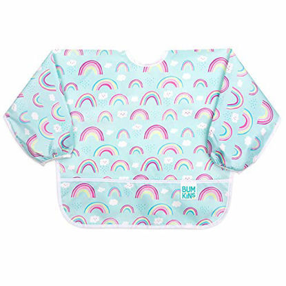 Picture of Bumkins Sleeved Bib/Baby Bib/Toddler Bib/Smock, Waterproof, Washable, Stain and Odor Resistant, 6-24 Months - Rainbows
