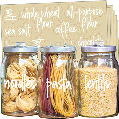Picture of Talented Kitchen 157 White Script Pantry Labels - White Pantry Label Sticker Ingredients. Water Resistant, Food Jar Labels. Jar Decals f/ Pantry Organization Storage (Set of 157 - White Script Pantry)