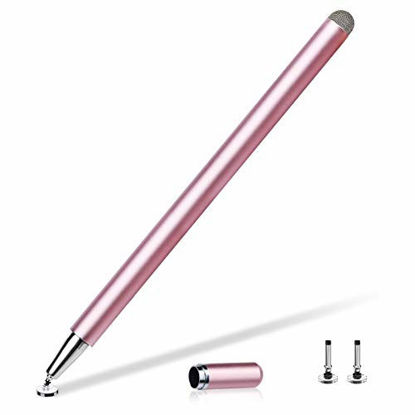 Picture of Stylus Pens for Touch Screens, LIBERRWAY Disc Stylus Pen Fiber Stylus with Magnetically Attached Cap, Compatible with ipad iPhone Chromebook, Rosegold