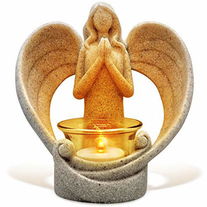 Picture of OakiWay Memorial Gifts - Tealight Candle Holder Sympathy Gift, with Flickering Led Candle, Angel Figurines in Memory of Loved One, Bereavement Gifts - Remembrance Gifts - Condolence Gifts