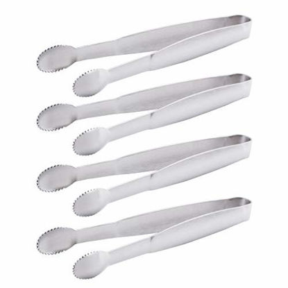 Picture of HINMAY Mini Serving Tongs 5-Inch Stainless Steel Small Appetizer Tongs, Set of 4