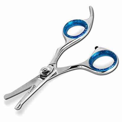 Picture of Laazar Pro Dog Grooming Scissors, Straight Pet Grooming Shears, with Safety Round Tip, Ball Point for Easy and Safe use. | Premium Sharp Long Lasting Professional Hair Trimming Scissors (4.5 Inches)