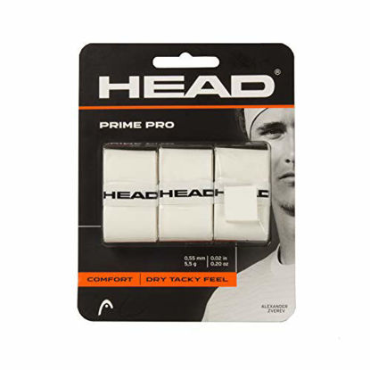 Picture of HEAD Prime Pro Racquet Overgrip - Tennis Racket Grip Tape - 3-Pack, White