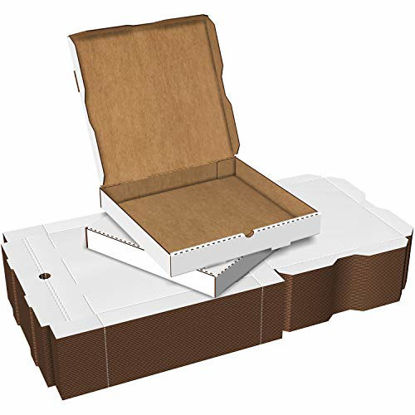 Picture of White Cardboard Pizza Boxes, Takeout Containers - 14 x 14 Pizza Box Size, Corrugated, Kraft - 50 Pack