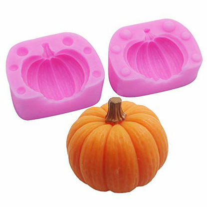 Picture of EchoDone 3D Pumpkin Silicone Mold Candle Molds Mini Pumpkin Mold for Candy, Baking, Cake Decoration, Soap Making, Chocolate, Clay Halloween Thanksgiving Christmas Decoration