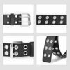 Picture of Double-Grommet-Belt Leather Punk-Waist-Belt with Chain for Women Jeans Dresses (Black with Chain)