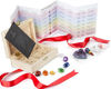 Picture of Premium Healing Crystals Kit in Wooden Box - 7 Chakra Set Tumbled Stones, Rose Quartz, Amethyst Cluster, Crystal Points, Chakra Pendulum + 82 Page E-Book + 20x6 Reference Guide Poster, Ribbon Bow
