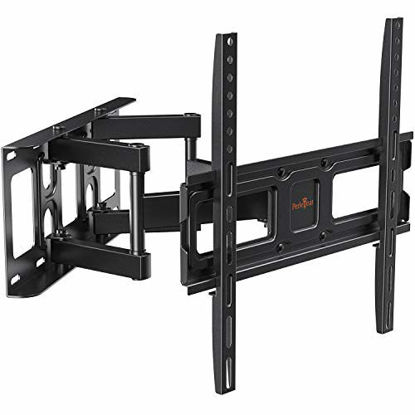 Picture of Perlegear TV Wall Mount Bracket Full Motion Dual Swivel Articulating Arms Extension Tilt Rotation, Fits Most 26-60 Inch LED, LCD, OLED Flat&Curved TVs, Max VESA 400x400mm