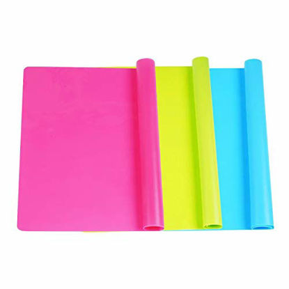Picture of 3 Pack Extra Large Silicone Sheets for Crafts, Liquid, Resin Jewelry Casting Molds Mat, Multi-Purpose Food Grade Silicone Placemat. 15.7 x 11.8 (Blue & Rose Red & Green)
