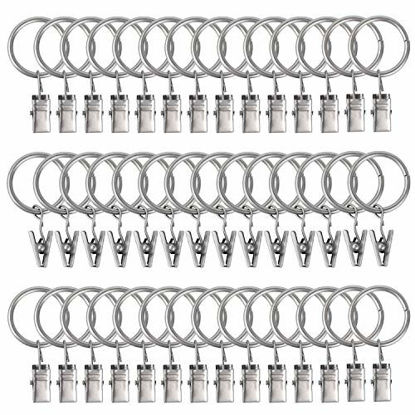 Picture of 42 Pack Curtain Rings with Clips Decorative Drapery Rustproof Vintage Compatible with up to 5/8 inch Drapery Rod Silver Color