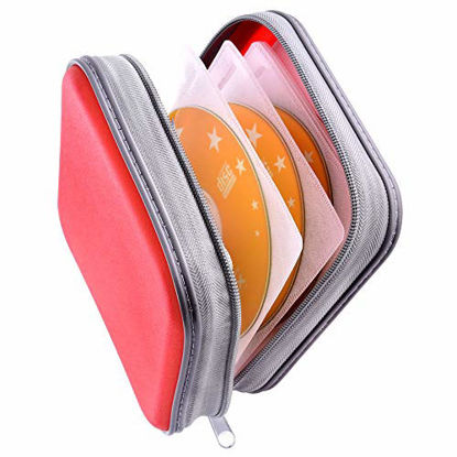 Picture of Bivisen CD Case, DVDs Wallet Holder, CD/DVD Case Wallet 40 Discs Heavy Duty Bag Binder Storage Booklet Album (Red)
