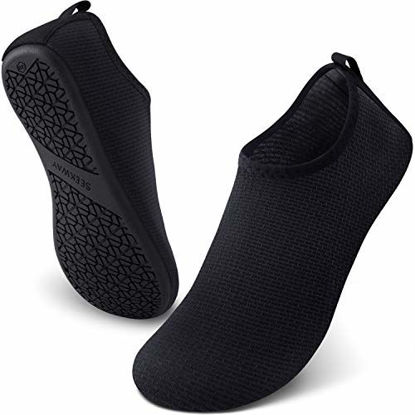 Picture of SEEKWAY Womens and Mens Water Shoes Quick-Dry Aqua Socks Barefoot for Outdoor Beach Swim Sports Yoga Snorkeling SK002 791 Black 8-9 women/7-8 Men