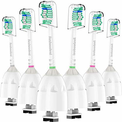 Picture of Jiuzhoudeal Replacement Toothbrush Heads Compatible with Phillips Sonicare E-Series HX7022/66, Essence, Elite, Advance, CleanCare Screw-on Electric Brush Handles, 6 Pack