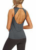 Picture of Mippo Cute Workout Tops for Women Yoga Tank Tops Loose Fit Sleeveless Athletic Gym Tops Open Back Tennis Shirts Muscle Tank Summer Workout Clothes for Women Dark Gray M