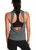 Picture of Mippo Cute Workout Tops for Women Yoga Tank Tops Loose Fit Sleeveless Athletic Gym Tops Open Back Tennis Shirts Muscle Tank Summer Workout Clothes for Women Dark Gray M