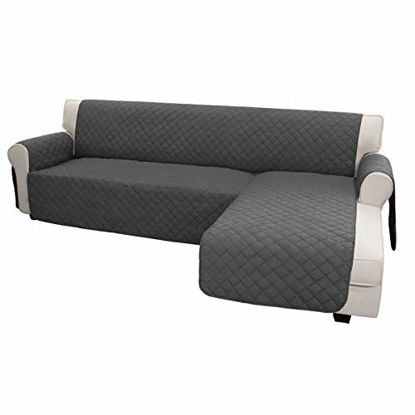 Picture of Easy-Going Sofa Slipcover L Shape Sofa Cover Sectional Couch Cover Chaise Lounge Cover Reversible Sofa Cover Furniture Protector Cover for Pets Kids Children Dog Cat (X-Large, Dark Gray/Dark Gray)
