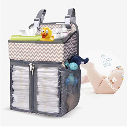 Picture of BAGLHER Hanging Diaper Organizer,Baby Diaper Organizer is Suitable for Hanging on Diaper Table,Nursery, and All Cribs.Baby Supplies Storage Diaper Rack,Diaper Stacker.