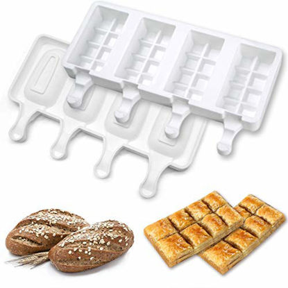 Picture of LOVEINUSA Ice Cream Mold Set , Square Cakesicle Mold Small Popsicle Molds 50 Wooden Sticks for DIY Ice Cream Cake Mousse Dessert